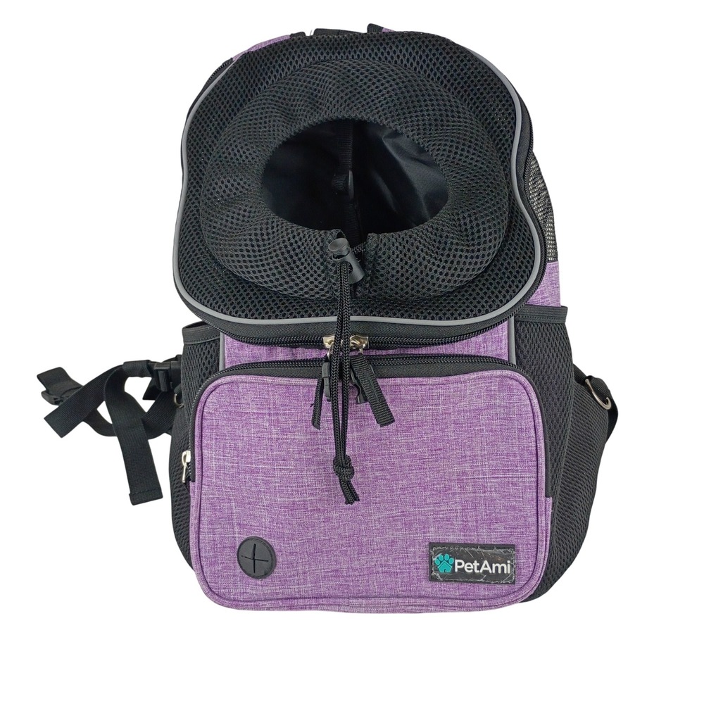 PetAmi Dog Carrier Backpack Small Pet Travel Hiking Bag Purple Black Mesh